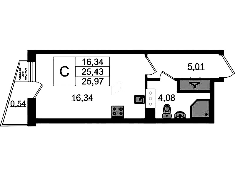 Квартира студия 25.97 м², 8/11 эт., ЖК «VEREN NORT Сертолово»